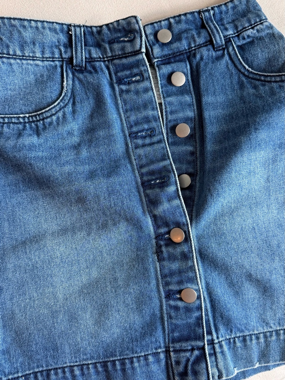 H&M Blue Button-Front Denim Mini Skirt